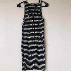 striped lace-up dress